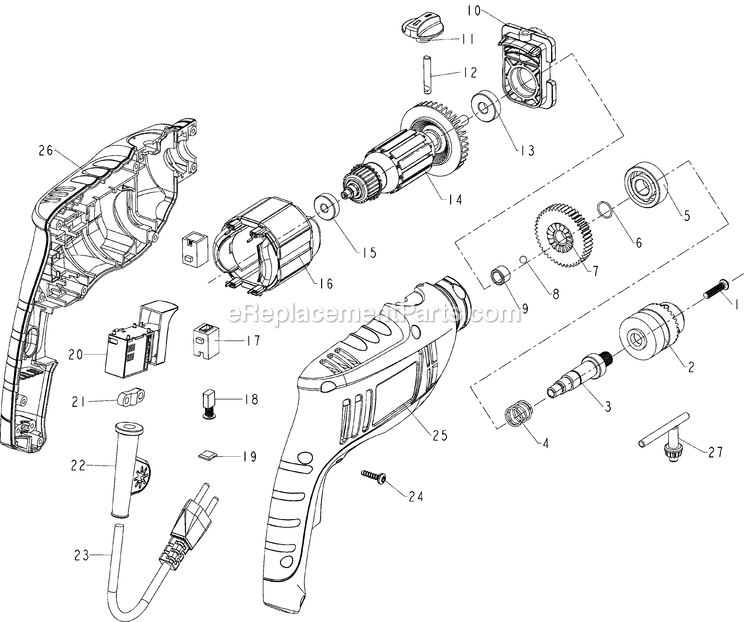 Black and Decker TB550-B3 (Type 1) 3/8 550w 1 Speed Hammer Power Tool Page A Diagram